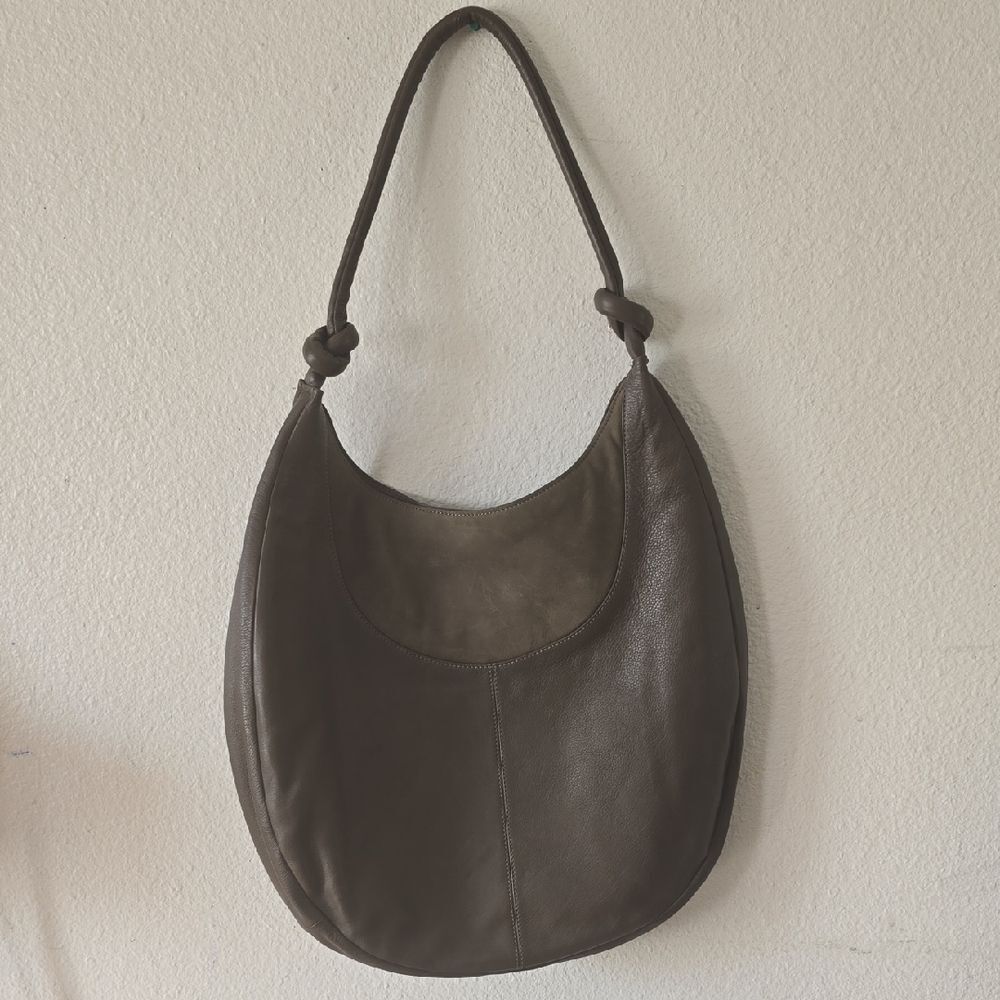 Slouchy Leather Knotted Circle Bag